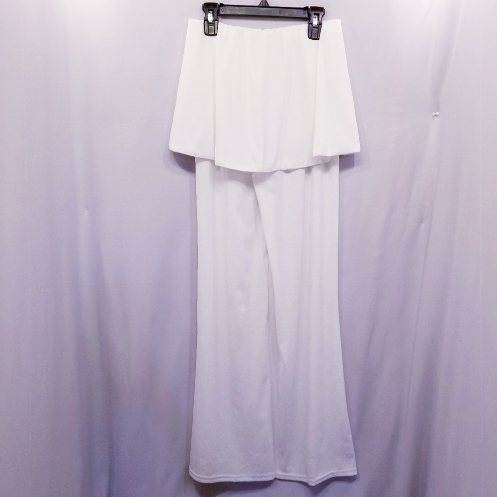 Wide Leg Pants Cozy Chic Lace Up Peplum - Picture 6 of 7